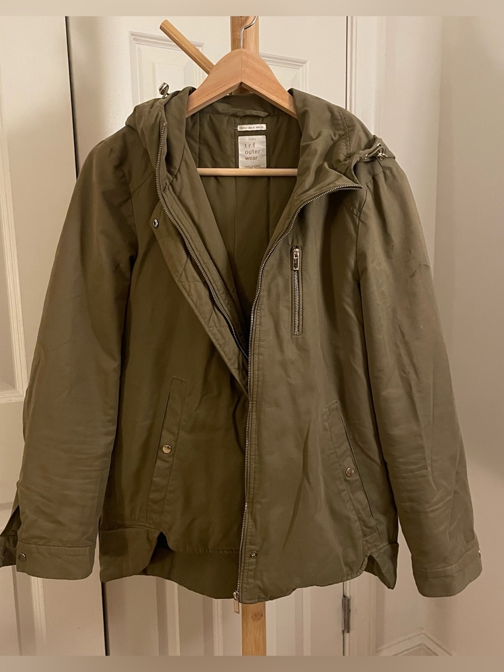 Olive Green Hooded Canvas Jacket